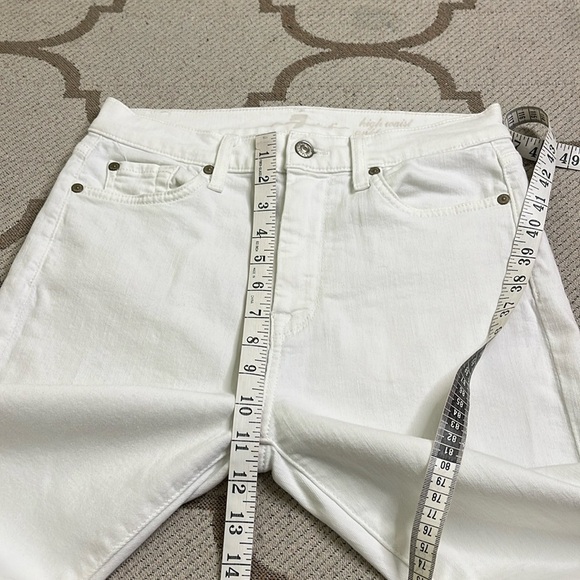 7 For All Mankind White high waisted ankle gwenevere Denim Jeans fray hems - Picture 9 of 17